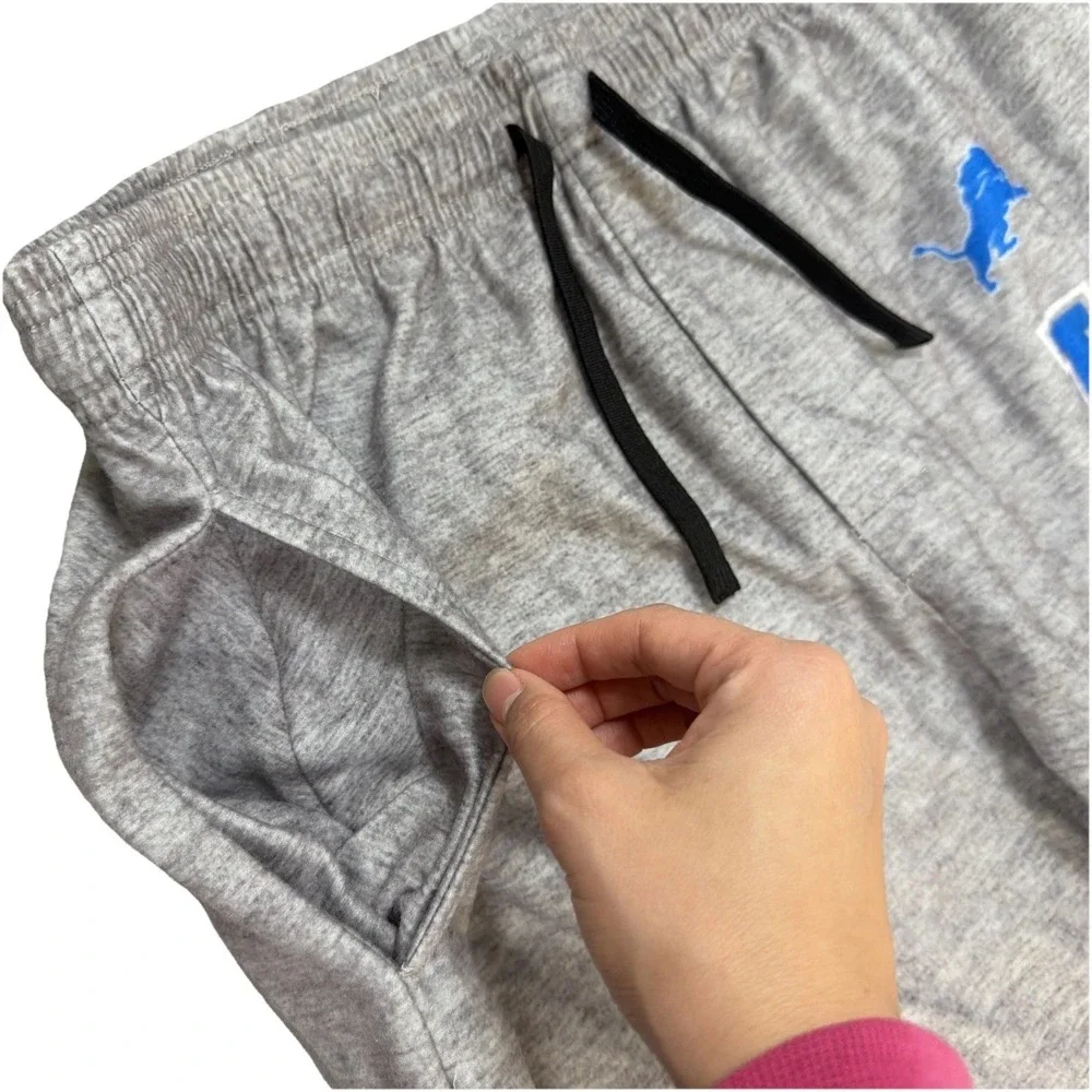 Detroit Lions NFL Team Sweatpants Mens Large Gray‎ Soft Fleece Lounge Jogger